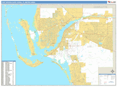 Fort Myers-Cape Coral Metro Area Wall Map Basic Style 2024